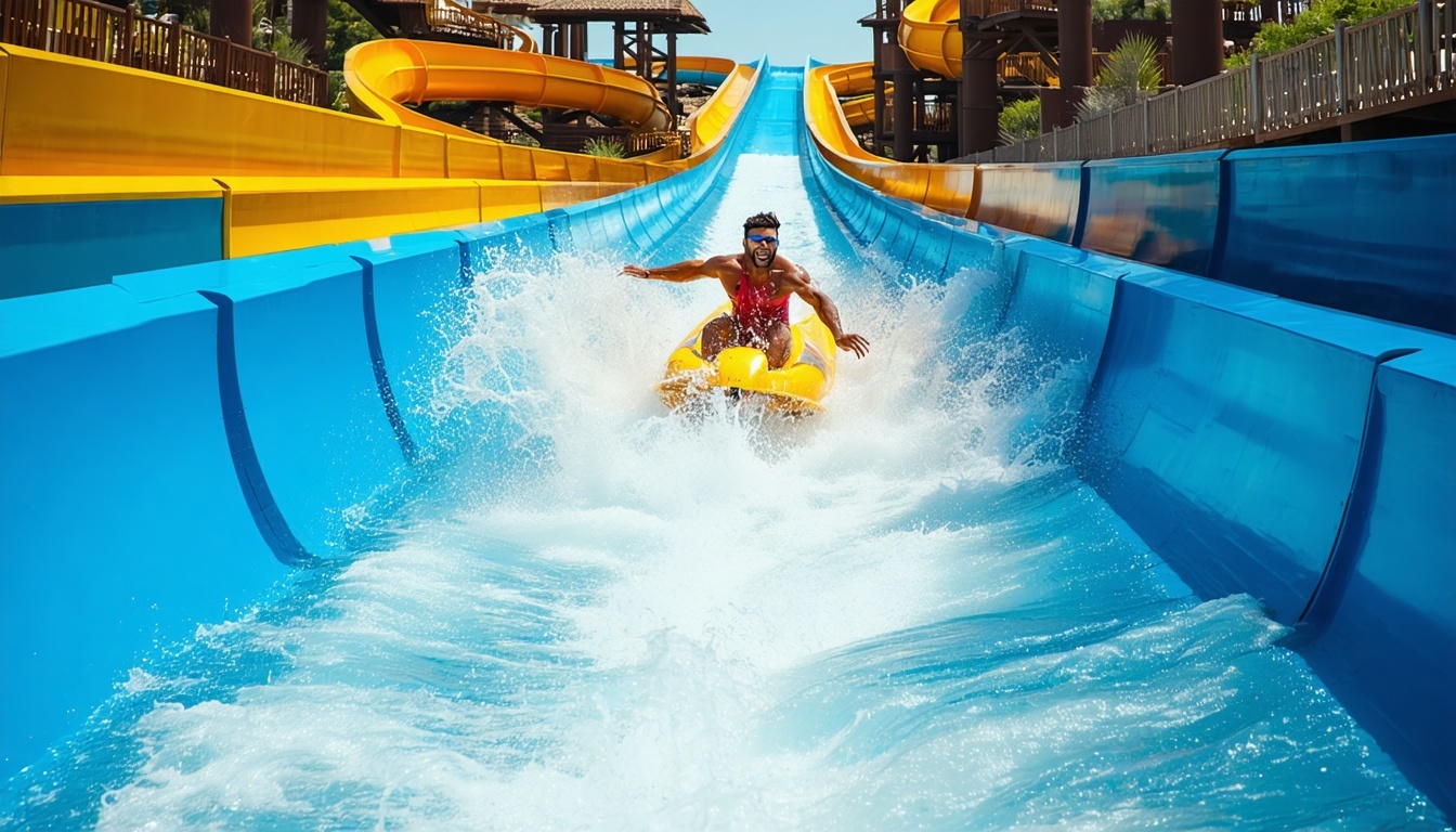 Thrilling water slide ride in Dubai